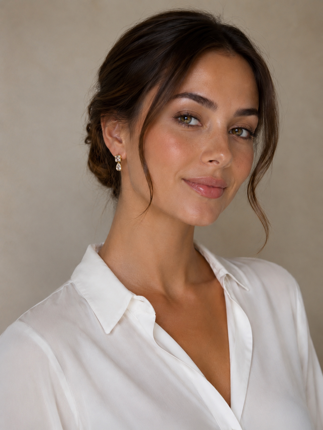 Bezel Set Square Teardrop Earrings