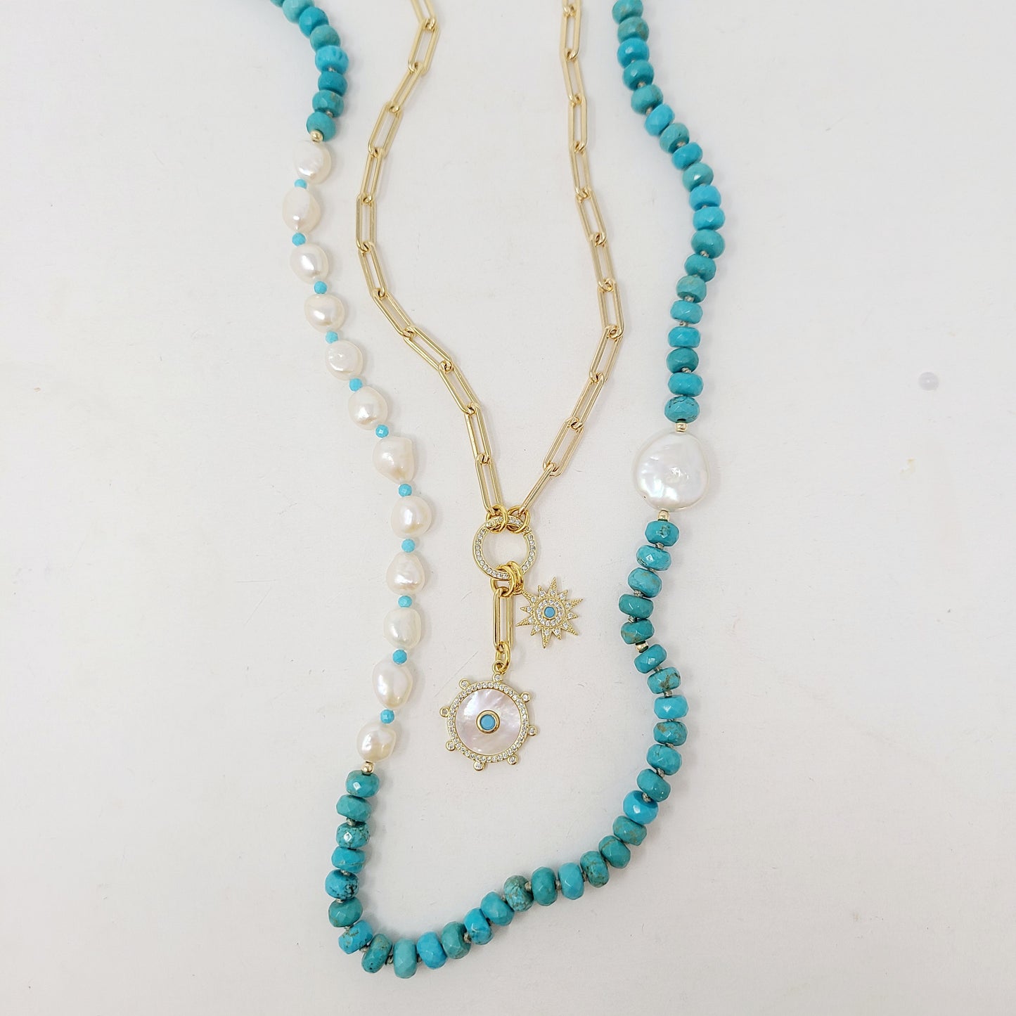 Mother of Pearl Charm with Baby Charm Necklace