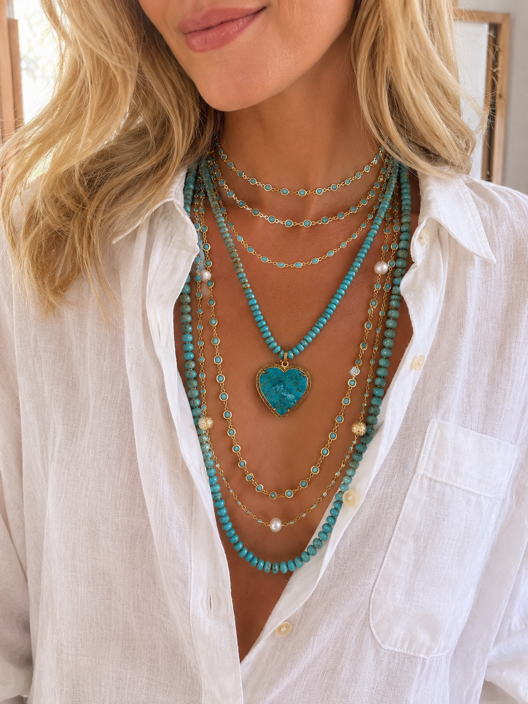 Turquoise Marquis Bezet Set Necklace