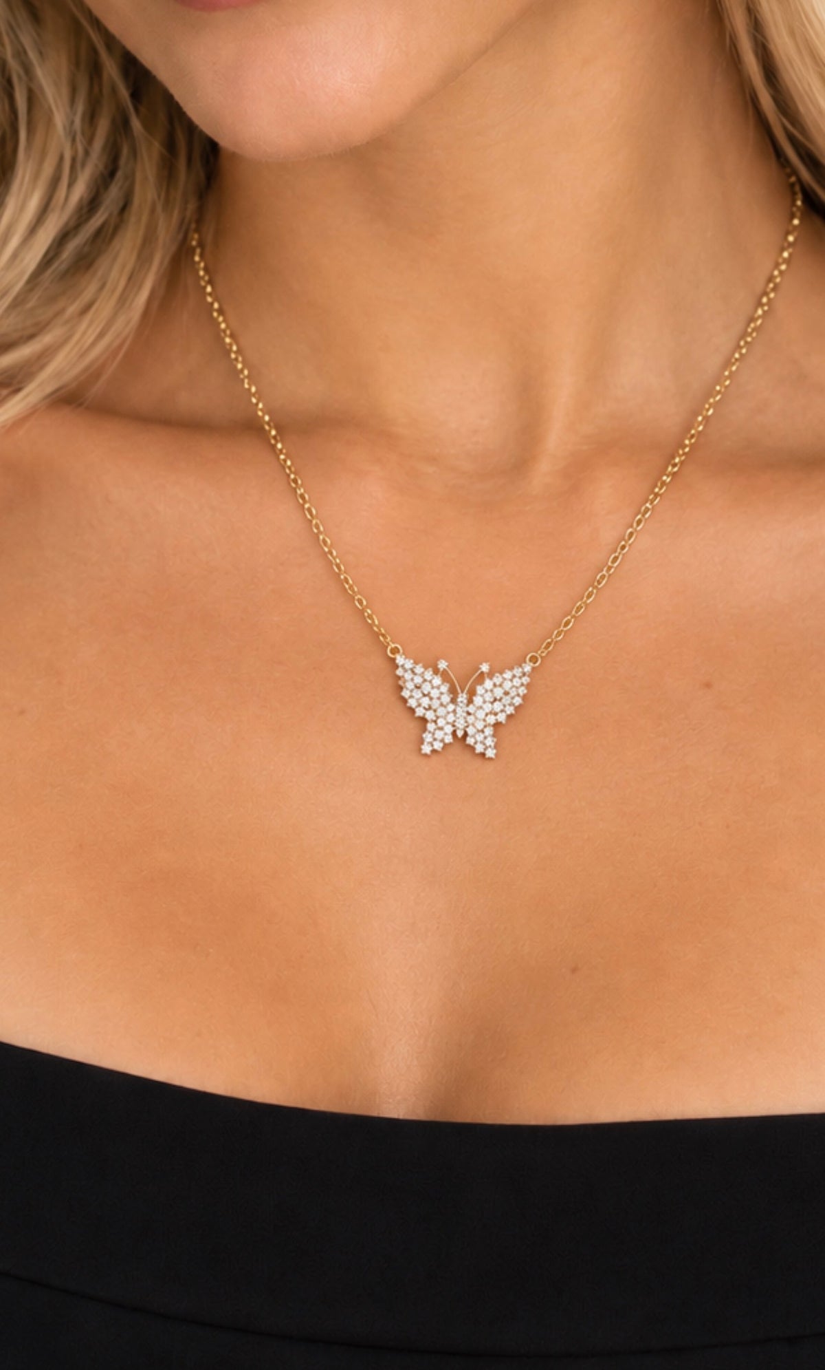 Whimsical Gold Vermeil Butterfly Pendant Necklace