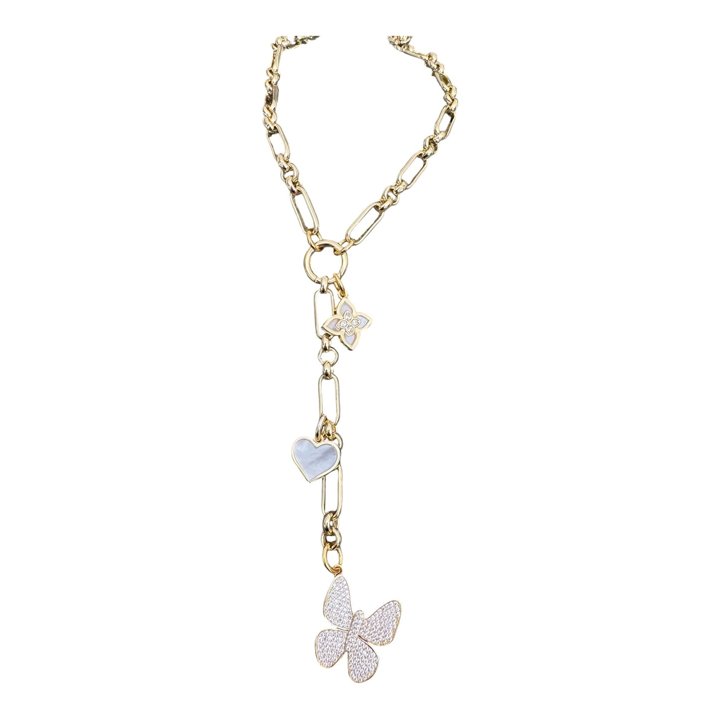 Gold Filled Three Charm Necklace