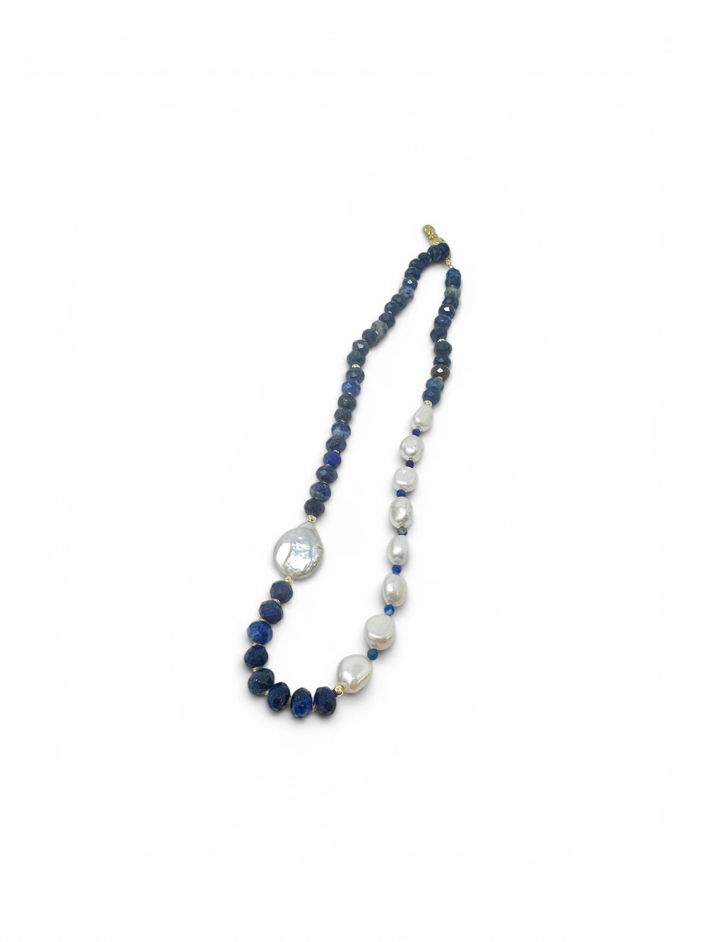 Knotted Gemstone Rondelles and Pearls Short Necklace