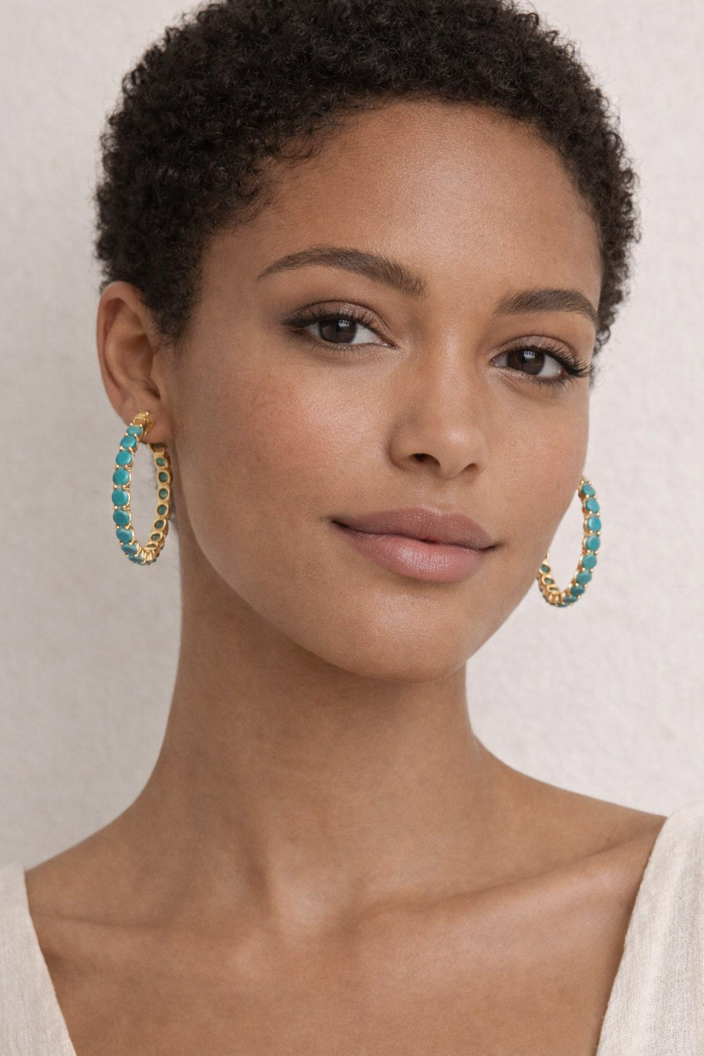Turquoise gemstone-shaped earrings in gold vermeil