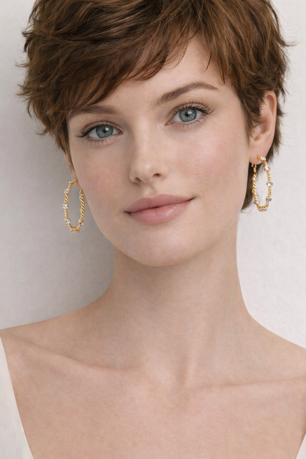 Rope hoop w cz earring