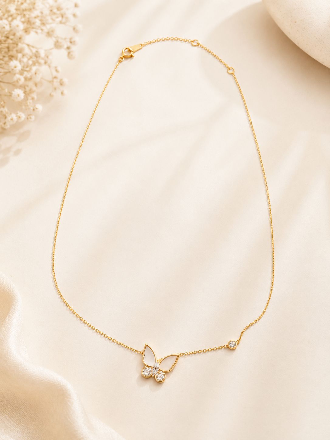 Pearl and Pave Butterfly Necklace