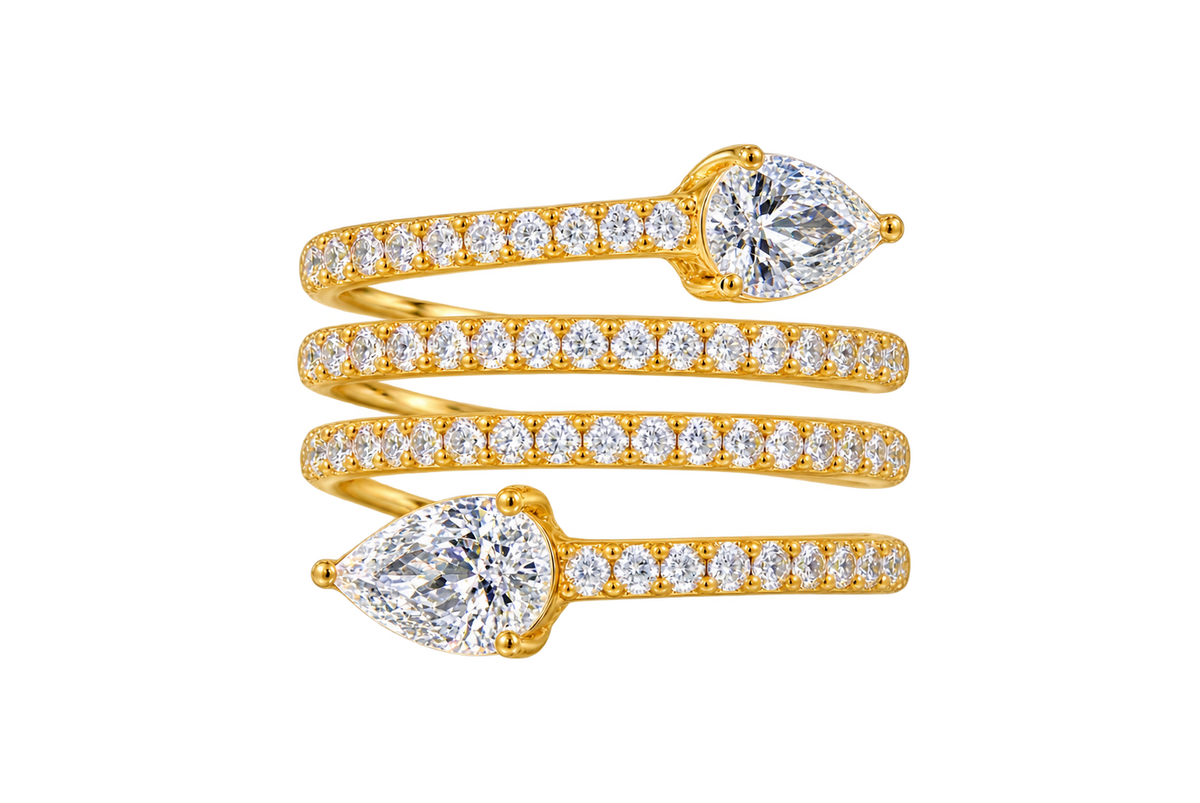 Pear Cut Pave Wrap Ring