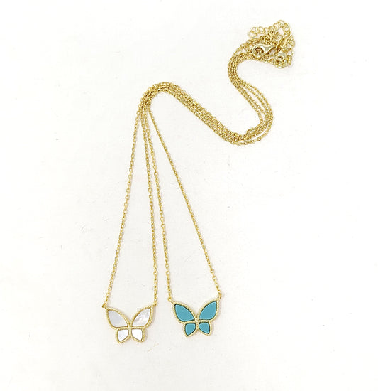 GEMSTONE DIVIDED BUTTERFLY NECKLACE