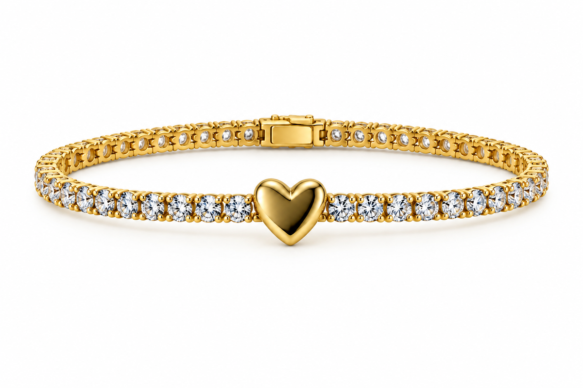 Gold Vermeil Heart Tennis Bracelet