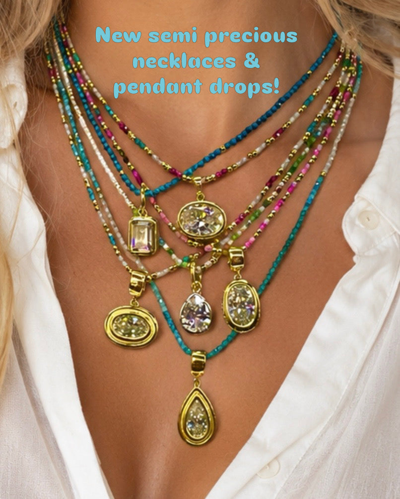 Semi Precious Necklace with Solitaire Pendant