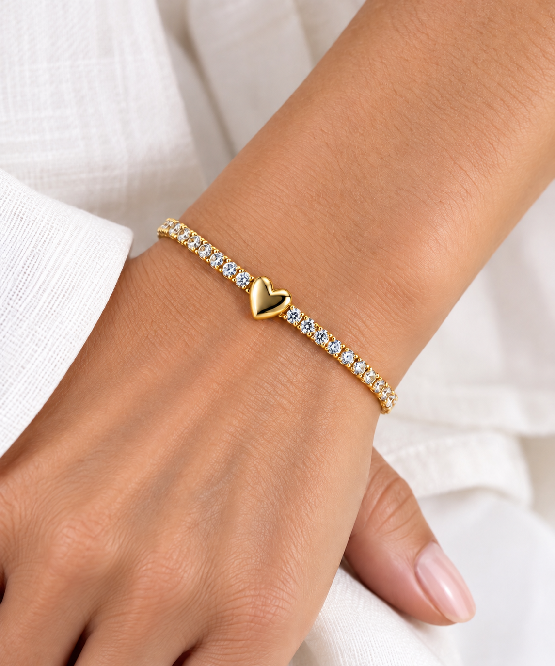 Gold Vermeil Heart Tennis Bracelet