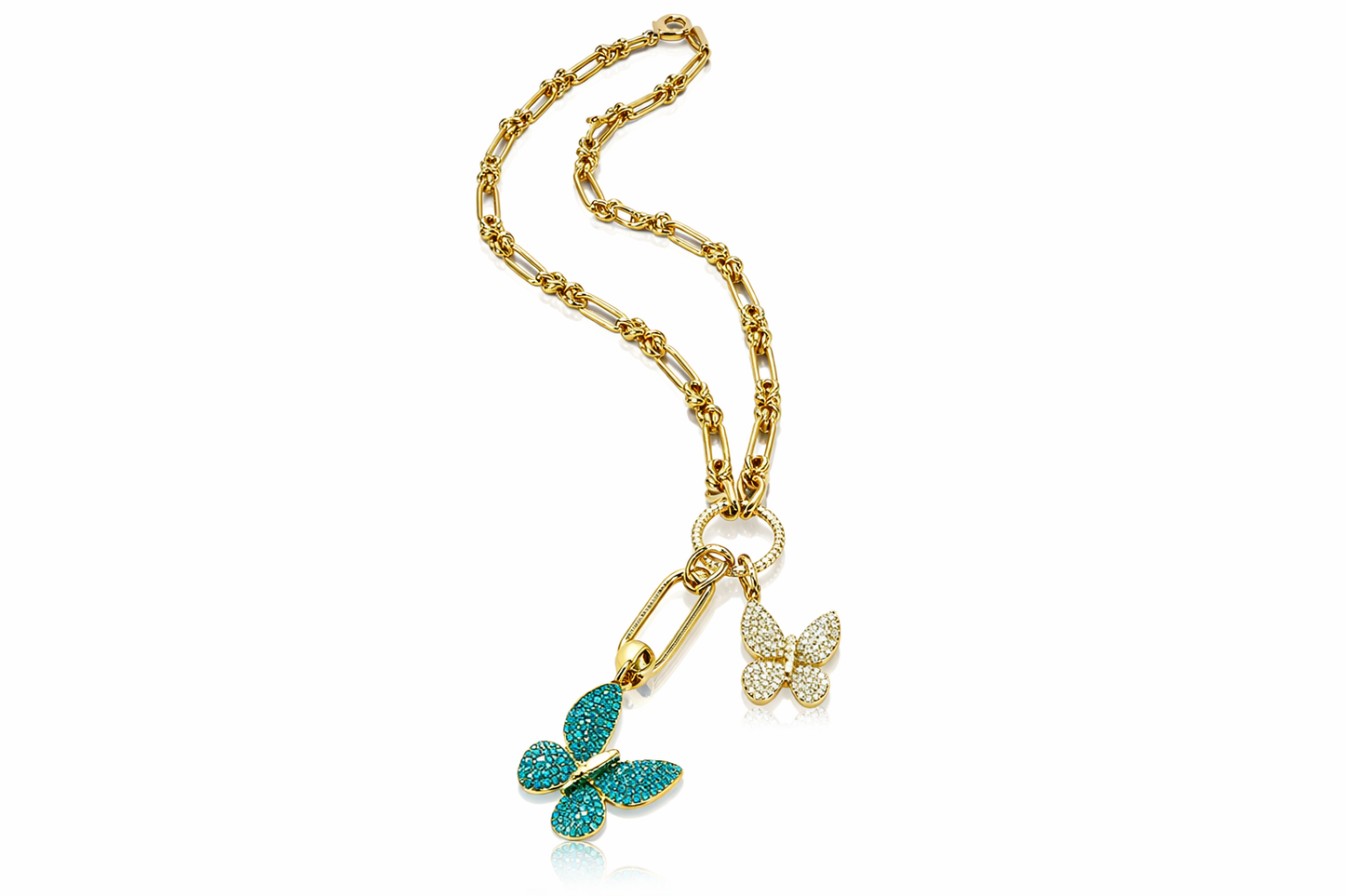 BABY AND LARGE BUTTERFLY CHARMS NECKLACE