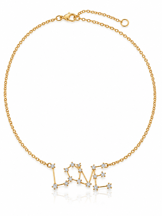 Bamboo LOVE Necklace with Cubic Zirconia Stones