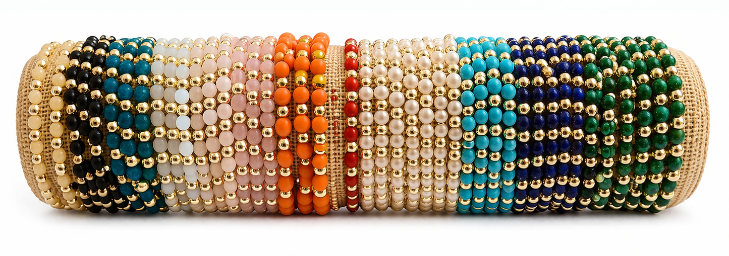 GEMSTONE WITH GOLD BEADS BRACELET