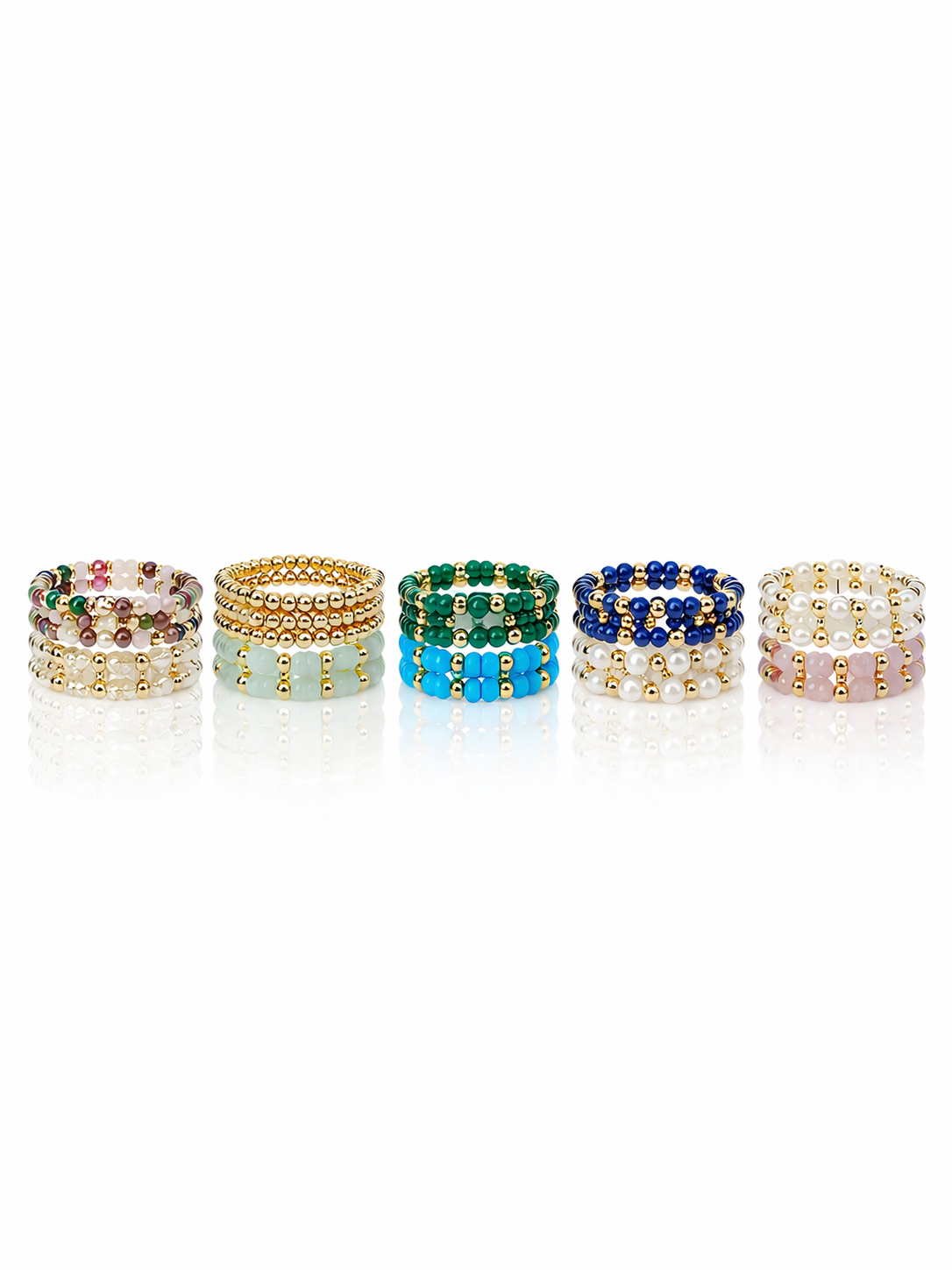 Gemstone and Gold Ball Stretch Ring