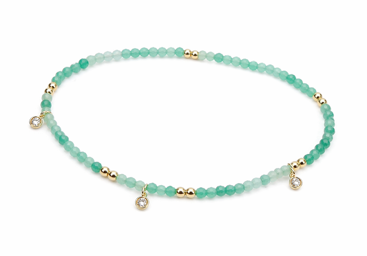 GEMSTONE BEADED ANKLET WITH GOLD BEADS