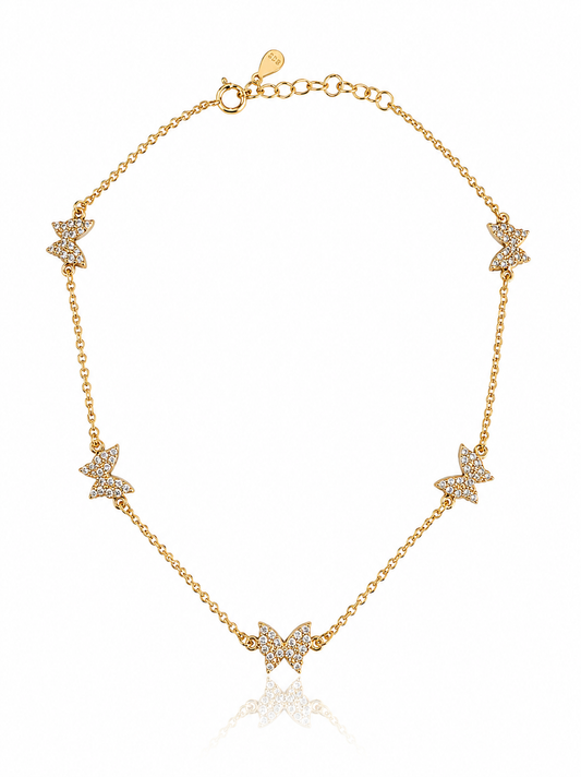 Five Pave Butterflies Anklet