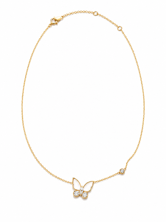 Pearl and Pave Butterfly Necklace