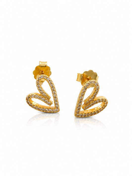 Open heart stud earrings