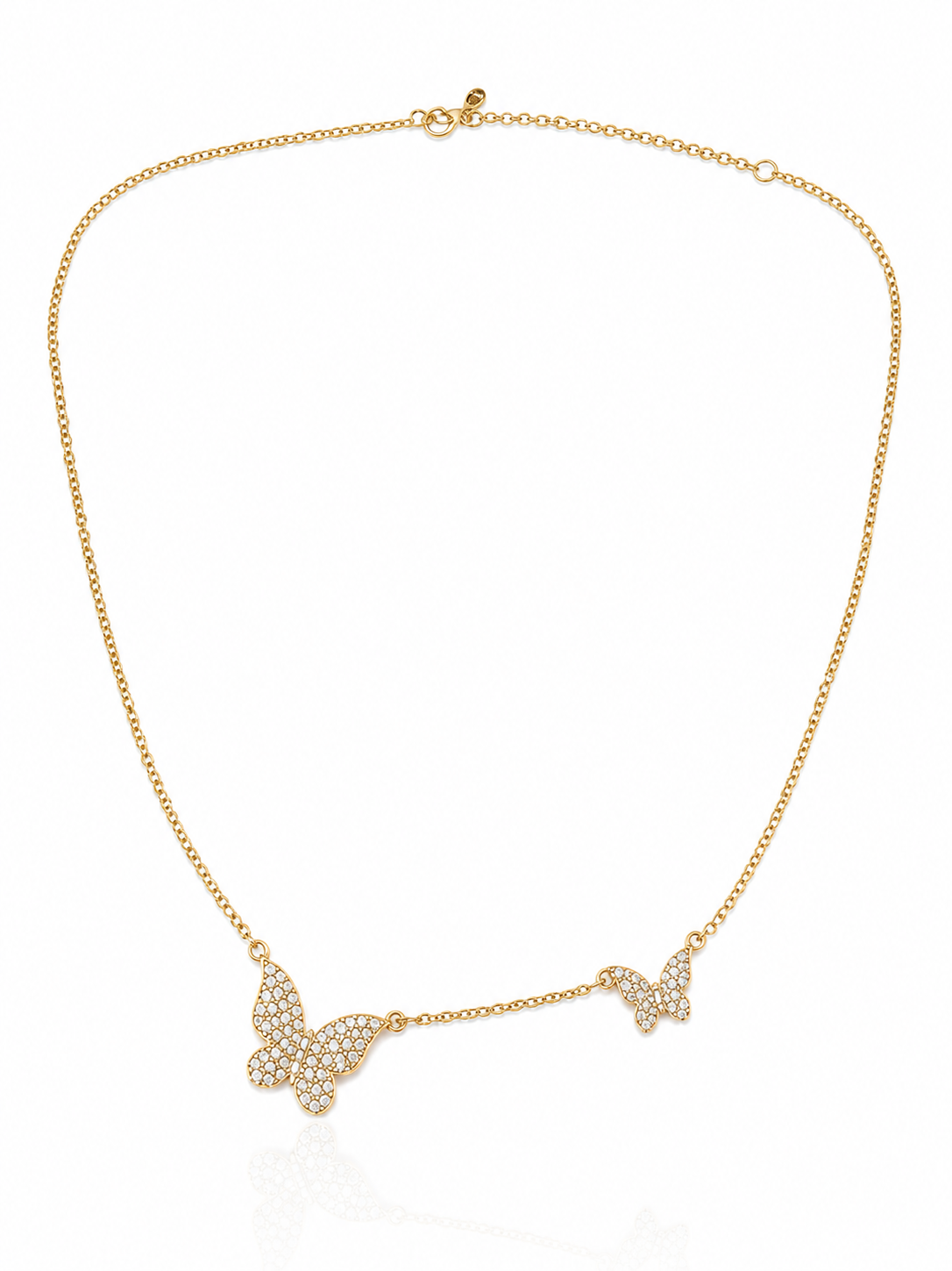 Pave Two Butterfly Necklace