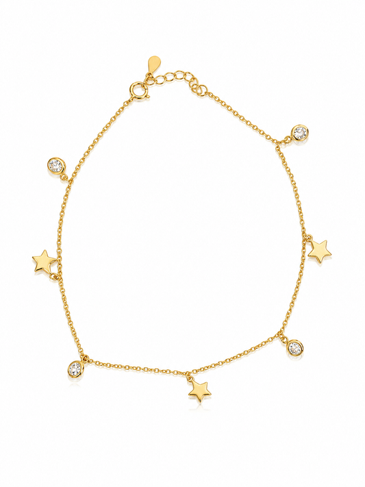 Five Pave Stars Anklet