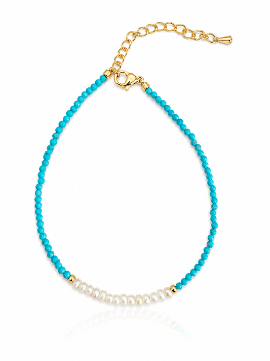 Gemstone with Pearls Anklet