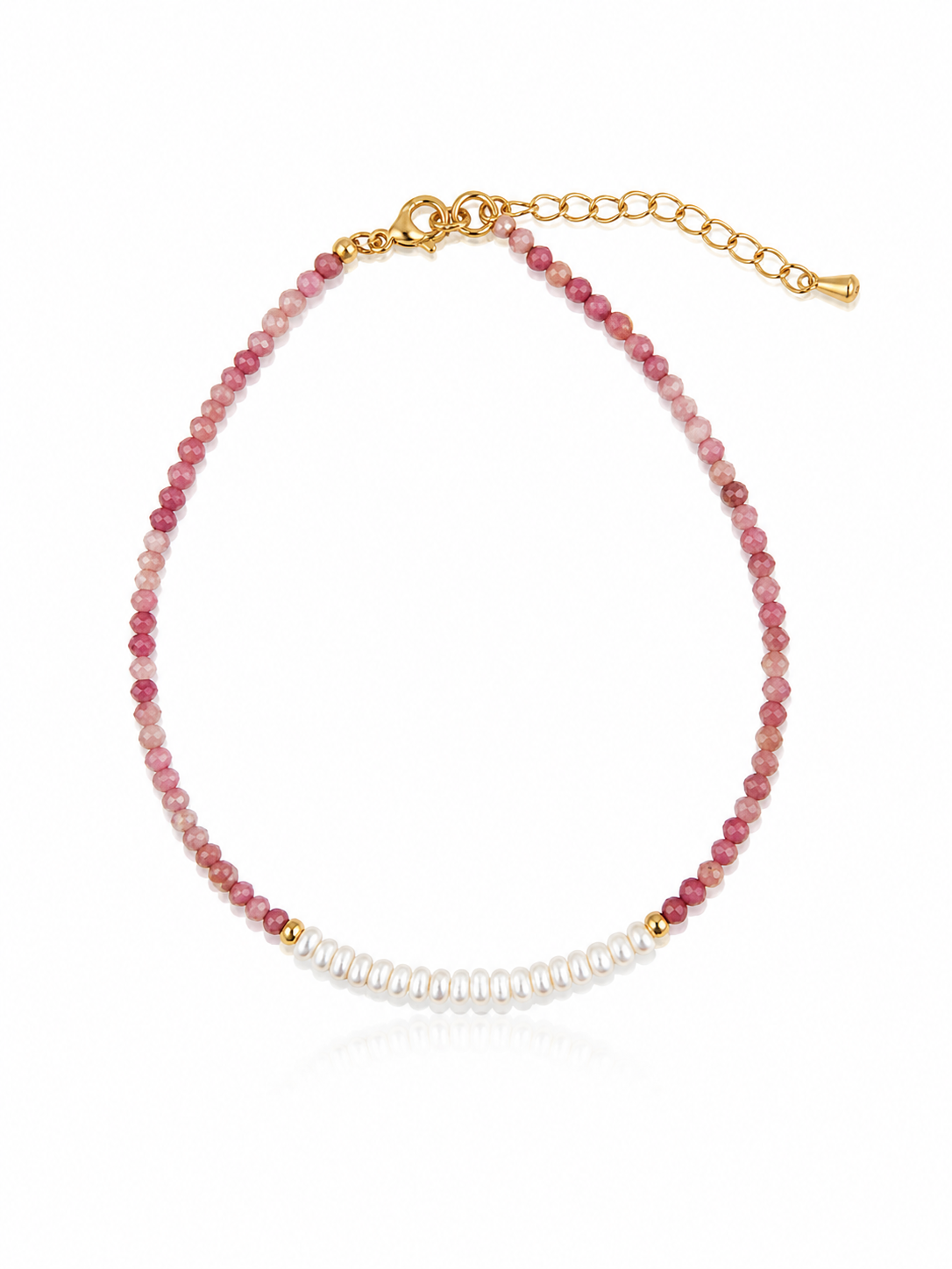 Gemstone with Pearls Anklet