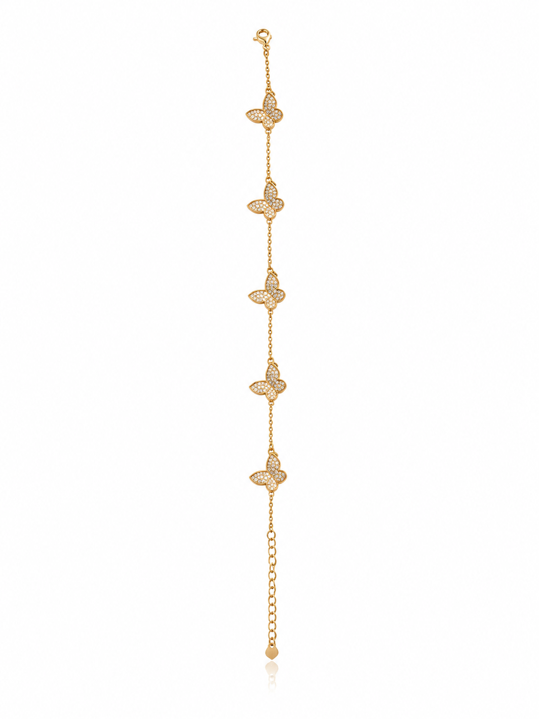 Pave Five Butterfly Chain Bracelet