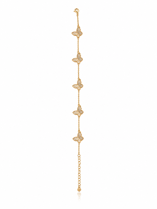 Pave Five Butterfly Chain Bracelet