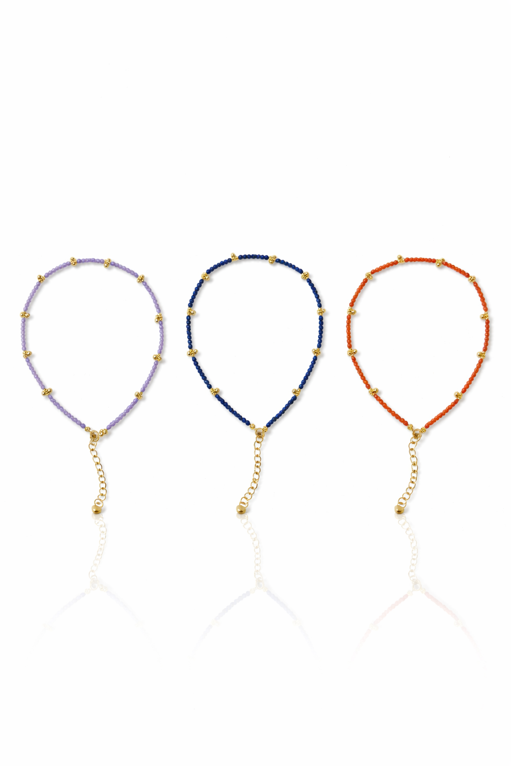 GEMSTONE BEADED ANKLET WITH GOLD BEADS