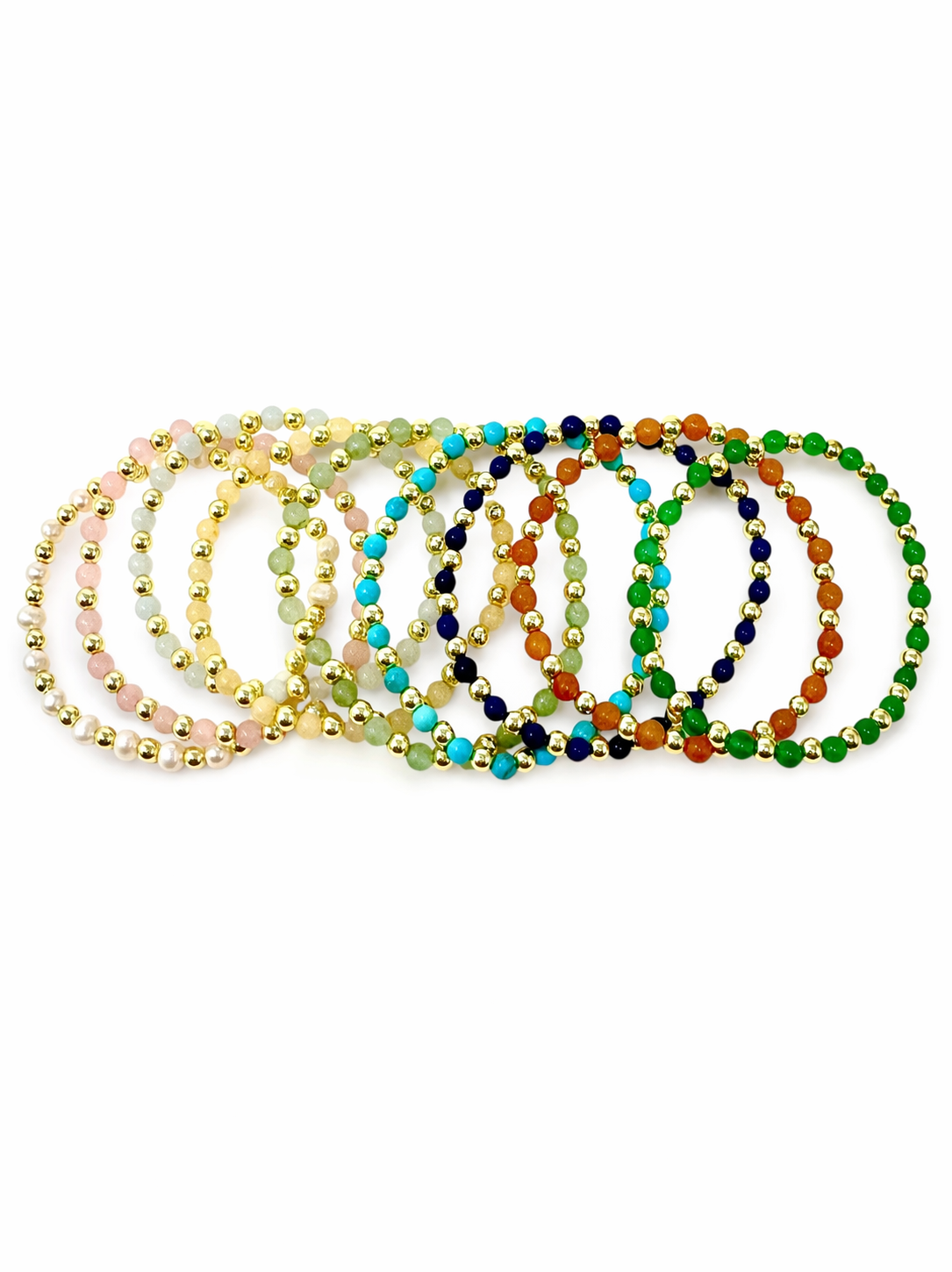 GEMSTONE WITH GOLD BEADS BRACELET