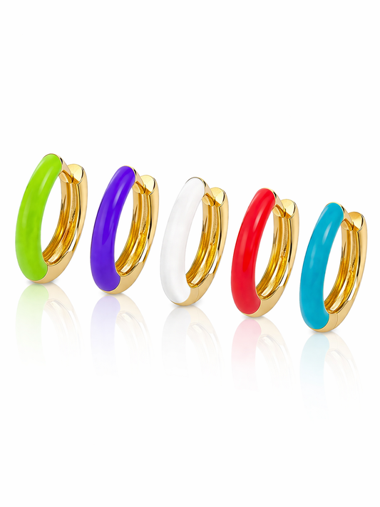 Enamel Huggie Earrings