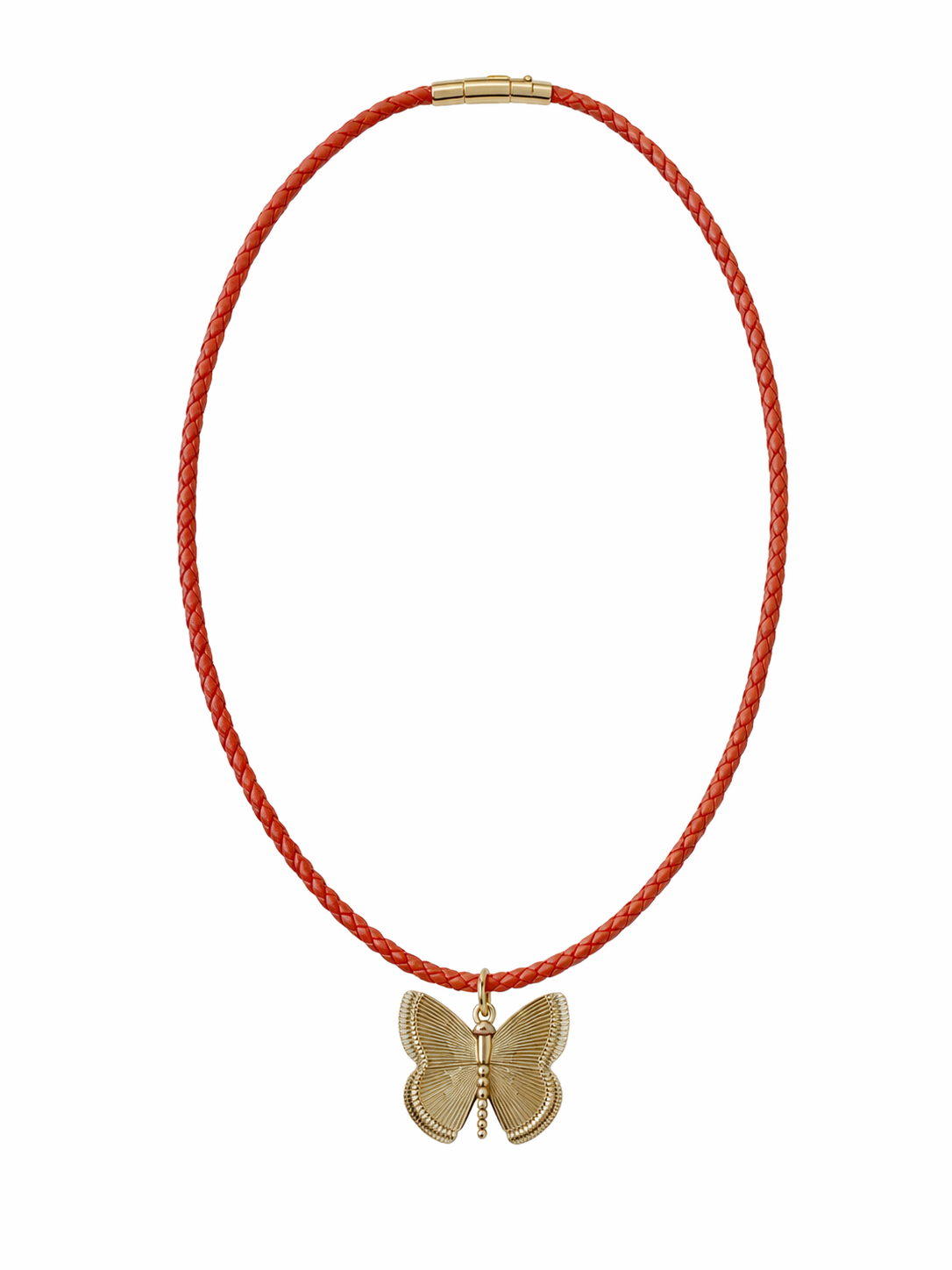 Delicate butterfly charm on braided necklace
