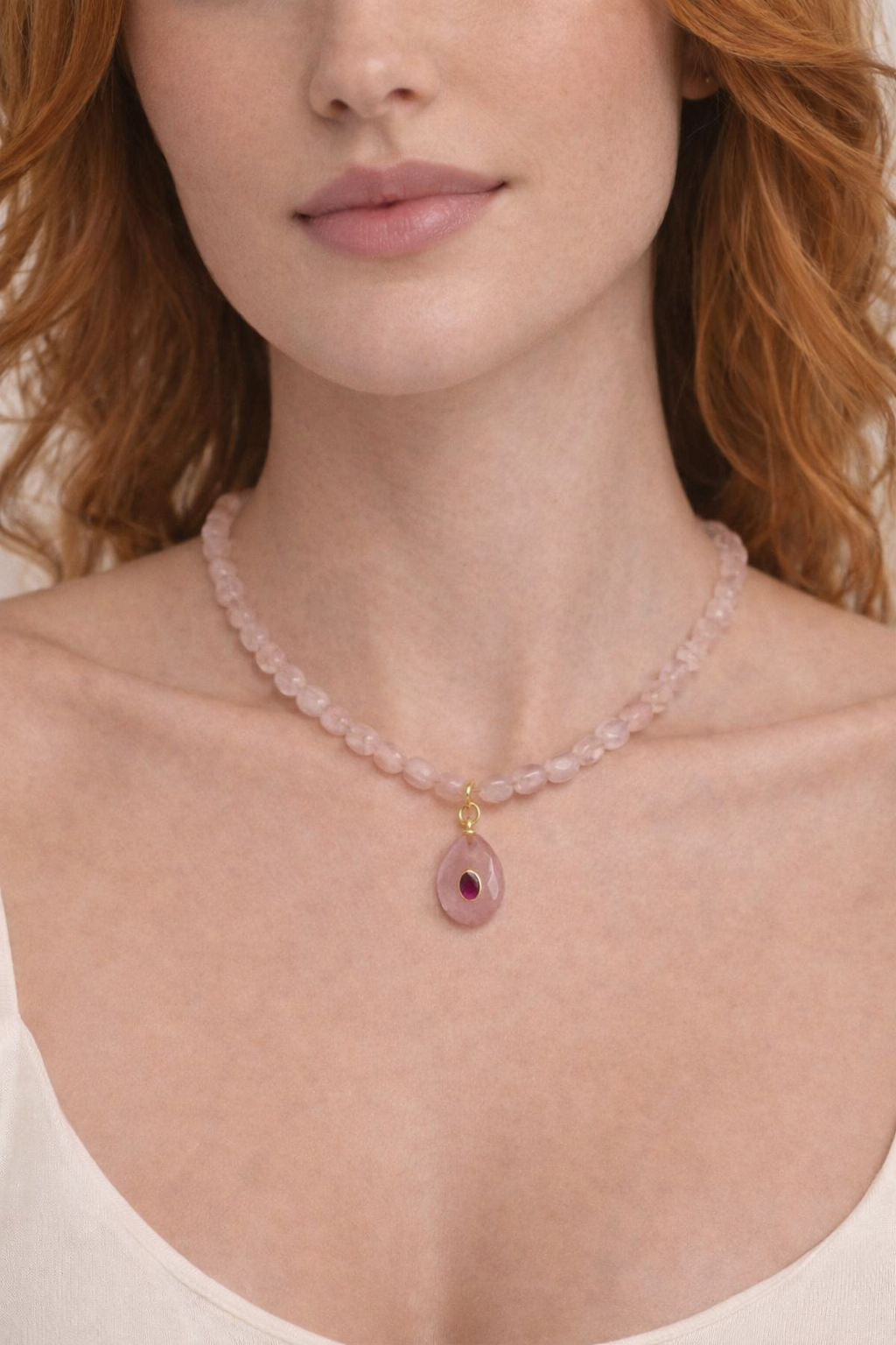 Pebble gem charm necklace