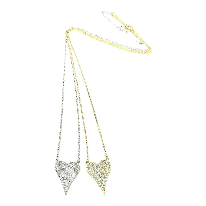 ELONGATED PAVE HEART NECKLACE