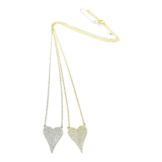 ELONGATED PAVE HEART NECKLACE