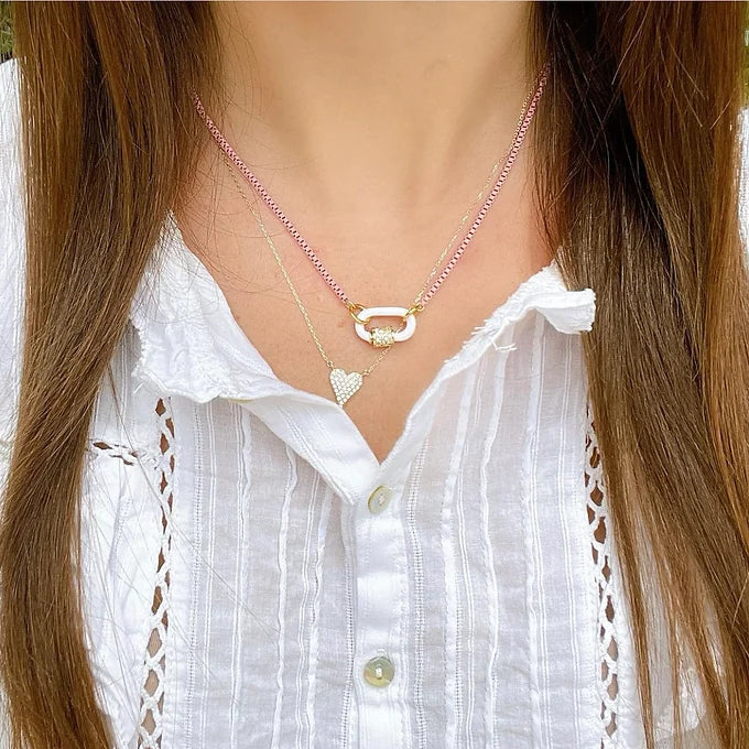 PAVE HEART  NECKLACE SMALL