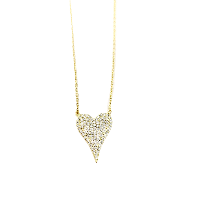 ELONGATED PAVE HEART NECKLACE