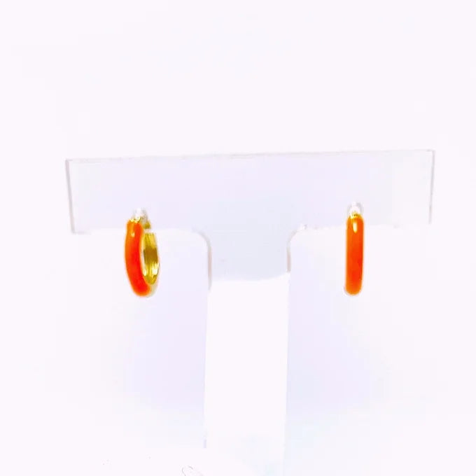 ENAMEL HUGGIE EARRINGS