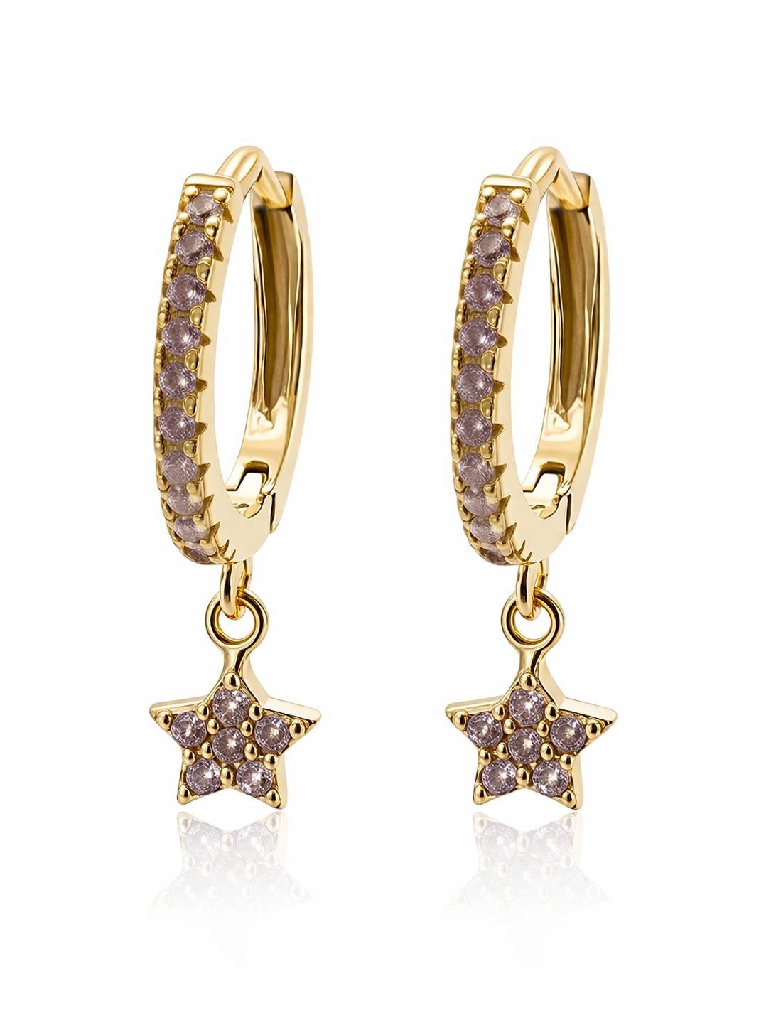 Pave Star Huggie Earrings