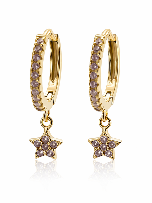 PAVE STAR HUGGIE EARRINGS