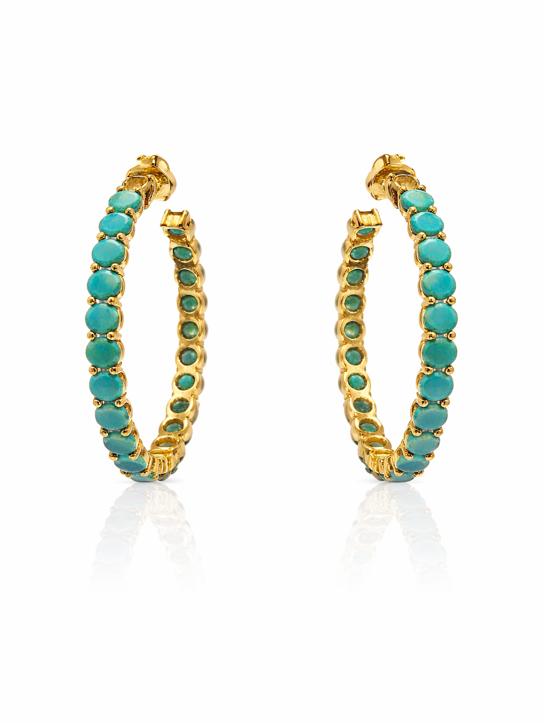 Turquoise gemstone-shaped earrings in gold vermeil