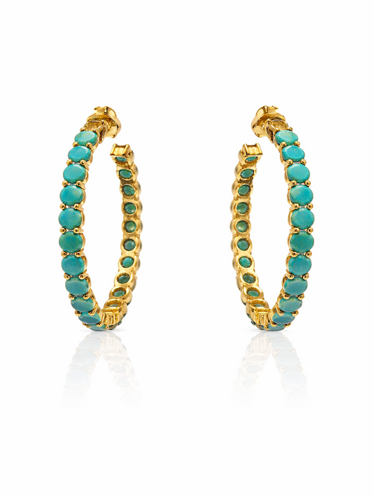 Turquoise gemstone-shaped earrings in gold vermeil