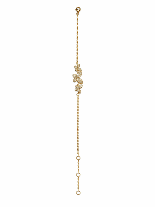 Qubic Zirconia pave butterfly bracelet in glod vermeil
