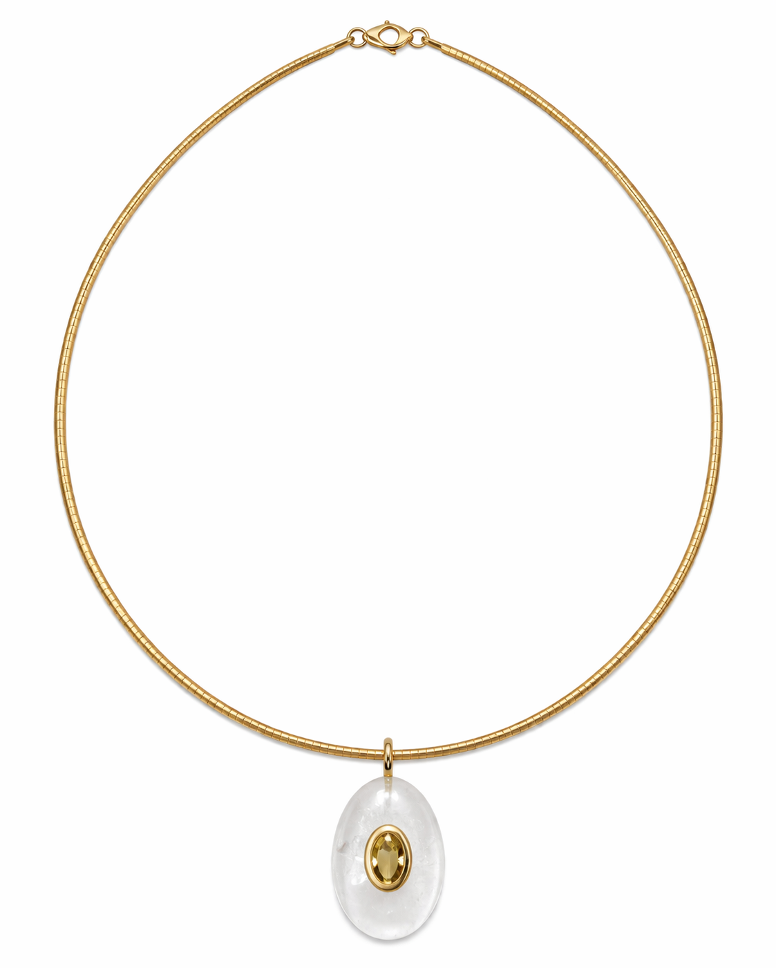 Omega Necklace with Natural Gemstone Teardrop