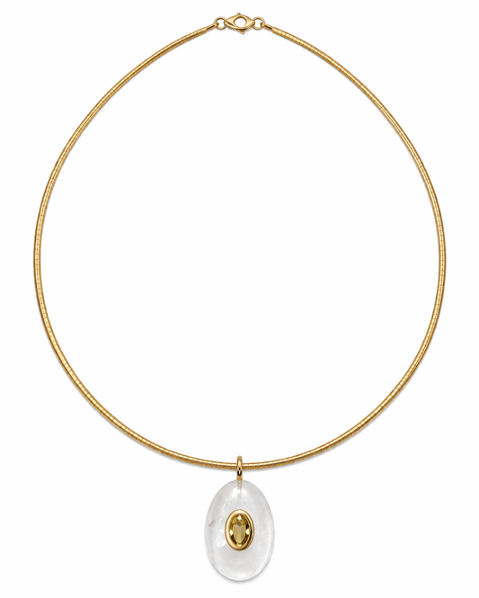 Omega Necklace with Natural Gemstone Teardrop