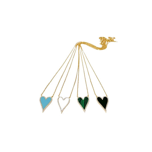 GEMSTONE ELONGATED HEART NECKLACE