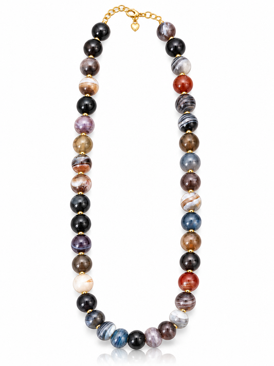 Gemstone Hand Knotted Gumball Necklace