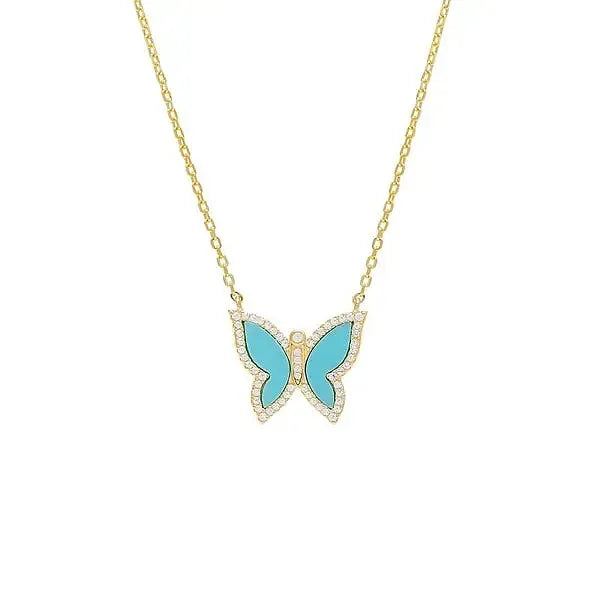 GEMSTONE PAVE BUTTERFLY NECKLACE