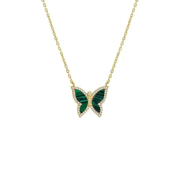 GEMSTONE PAVE BUTTERFLY NECKLACE