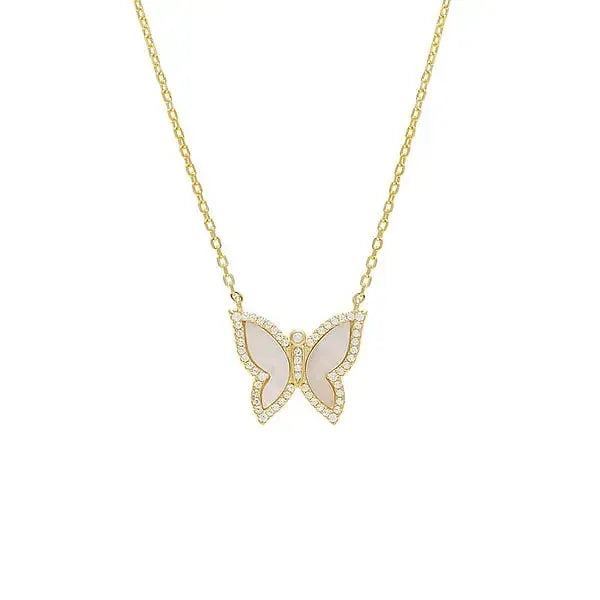 GEMSTONE PAVE BUTTERFLY NECKLACE